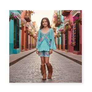 Sara Sara ❤︎︎ Sequin Lace Mermaid Shrug Waterfall Tank Set ❤︎︎ Aquamarine ❤︎︎ 10